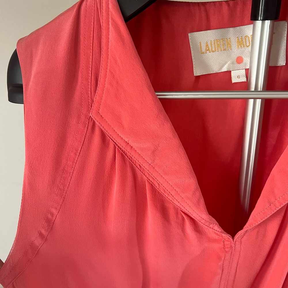 LAUREN MOFFATT CORAL BEADED BELT DRESS 6